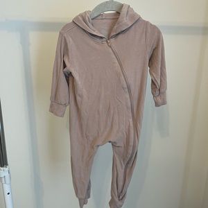 KYTE Bamboo Jersey Hooded Zippered Romper in Sunset